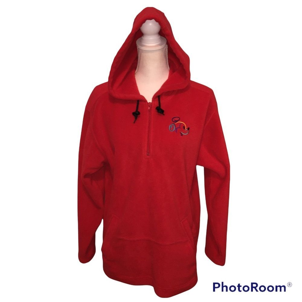 Walt Disney World Mickey Mouse Fleece Hoodie Sz S Red Pockets Unisex